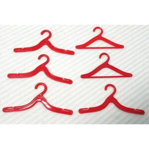 Barbie Plastic Clothing Hangers Red Vintage 1960s Original Mattel Set of 6
